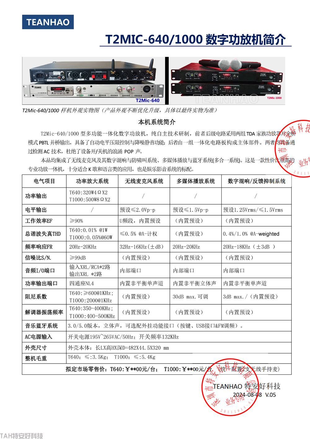 T2Mic-640/1000機(jī)架式專(zhuān)業(yè)數(shù)字功放一體機(jī)(圖2)